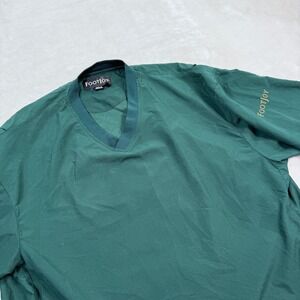 FootJoy Mens Golf Windshirt Pullover V-Neck Forest Green Size Medium Pocketed
